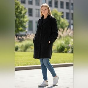 Vintage Faux Fur 1950s Mobwife Quiet Luxury Jacket Coat Size XL Warm Cozy